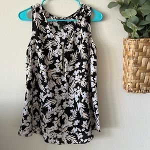 Black + White Floral Blouse